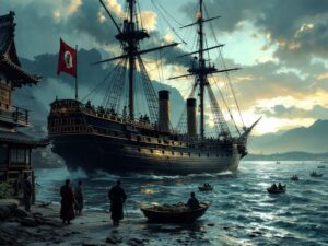 kurofune navire américain qui débarque au 19ème siècle au japon