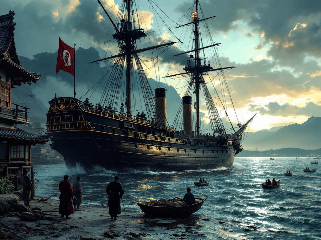 kurofune navire américain qui débarque au 19ème siècle au japon